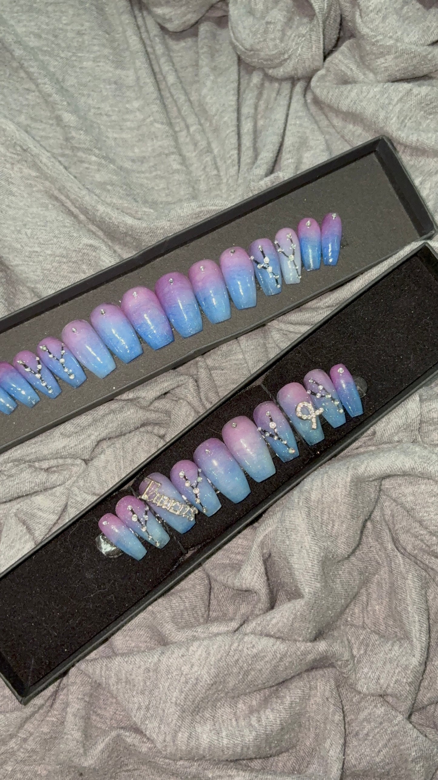 Blue to Purple Ombre Taurus Press On Nails