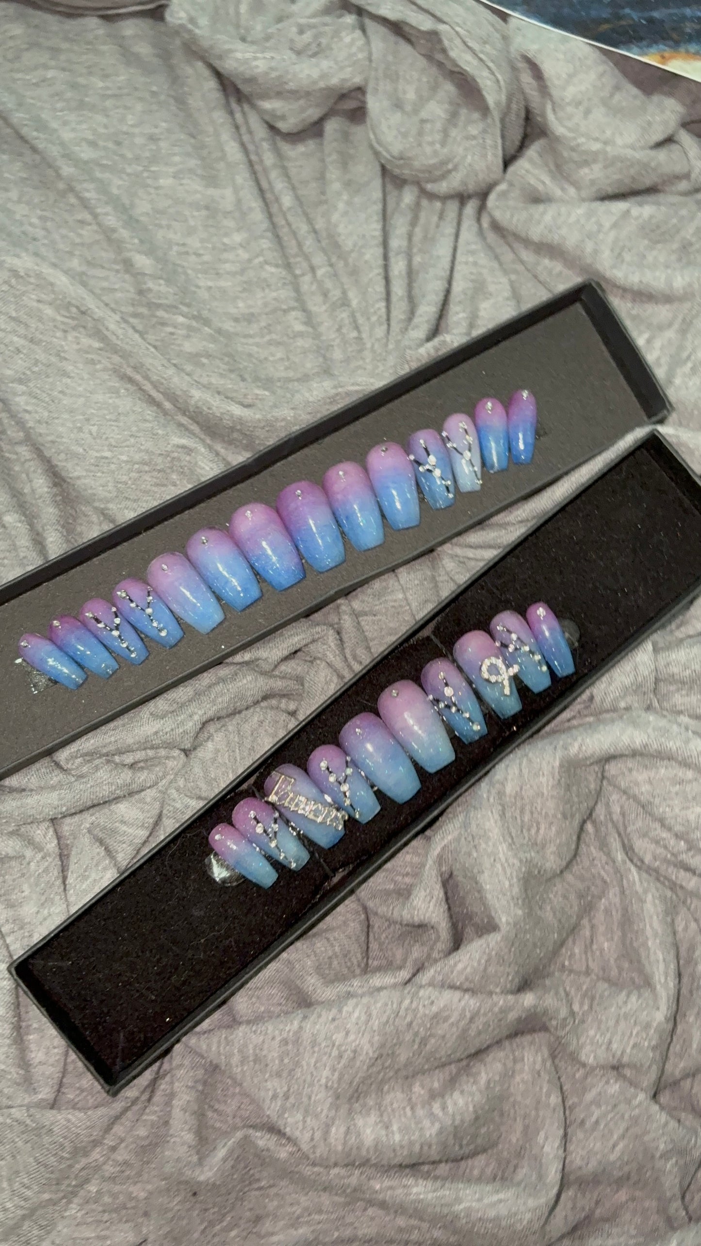 Blue to Purple Ombre Taurus Press On Nails