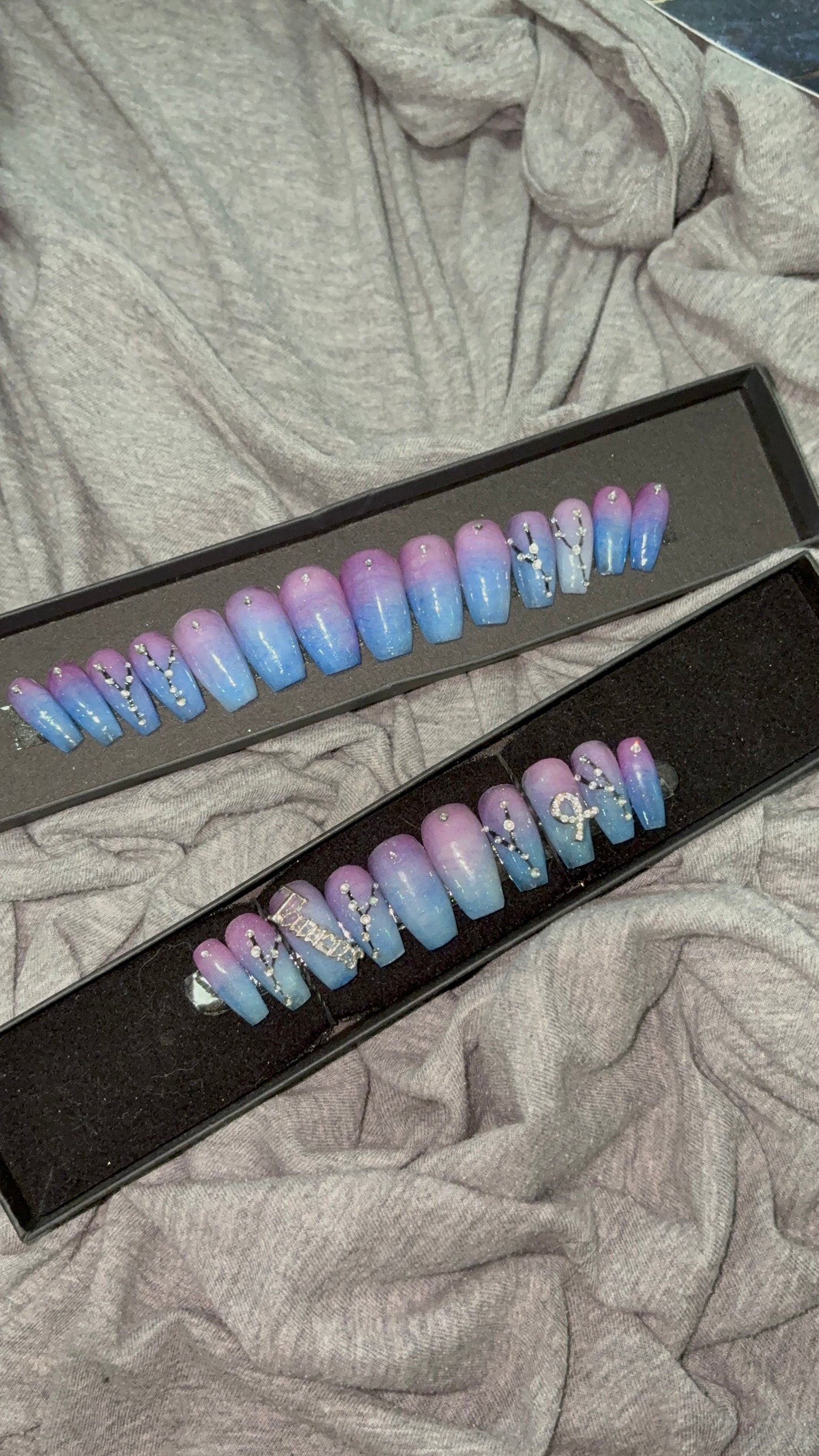 Blue to Purple Ombre Taurus Press On Nails