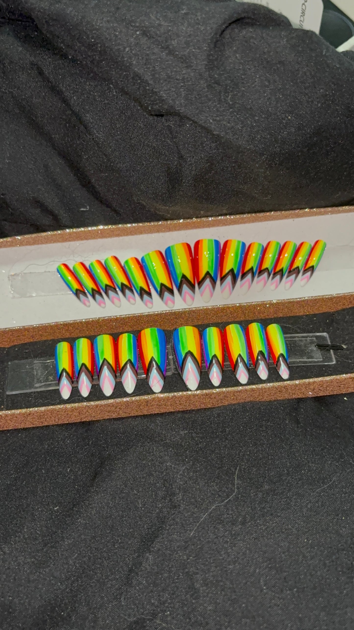 Long Stiletto Pride Flag Press On Nails