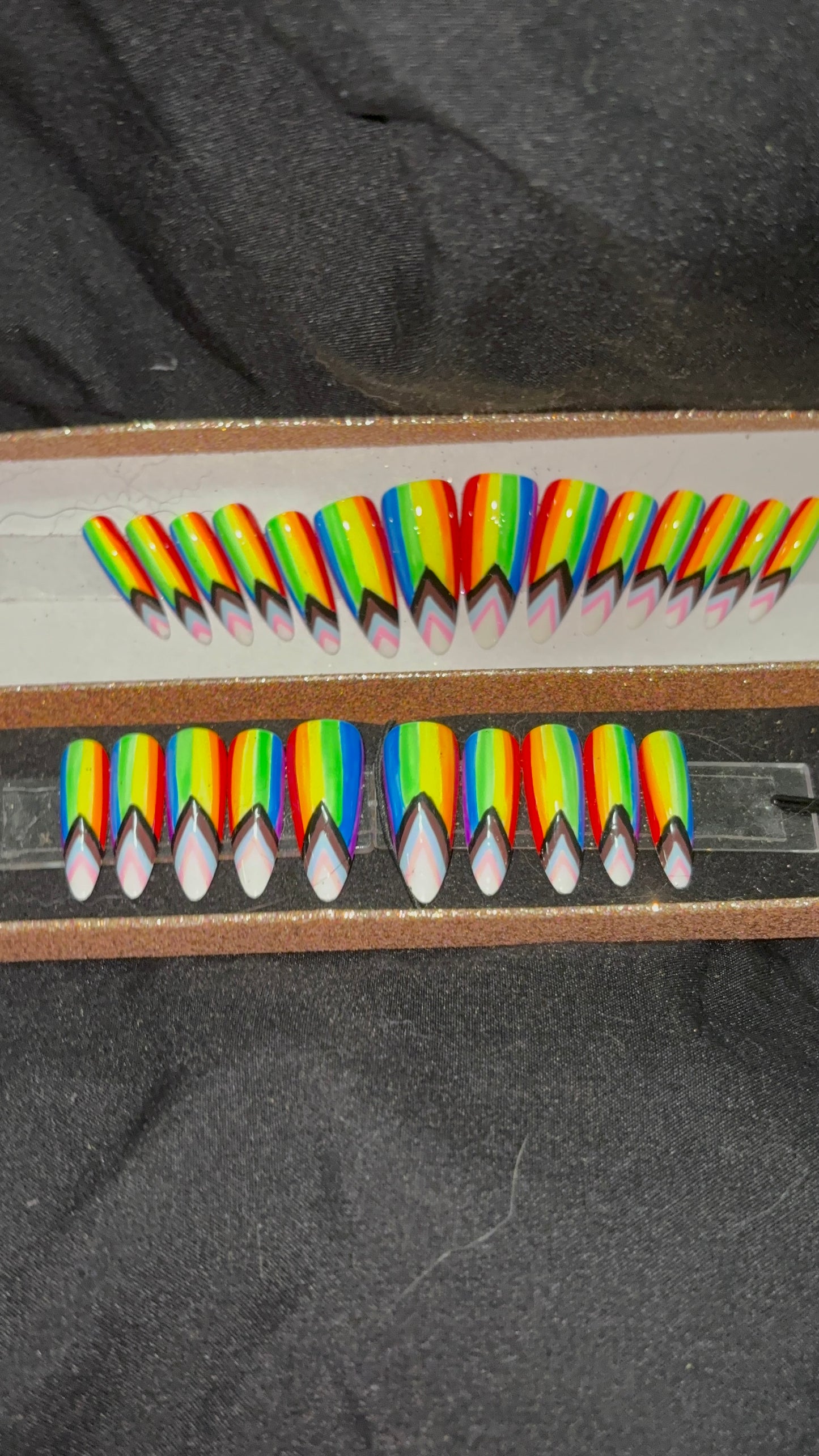 Long Stiletto Pride Flag Press On Nails