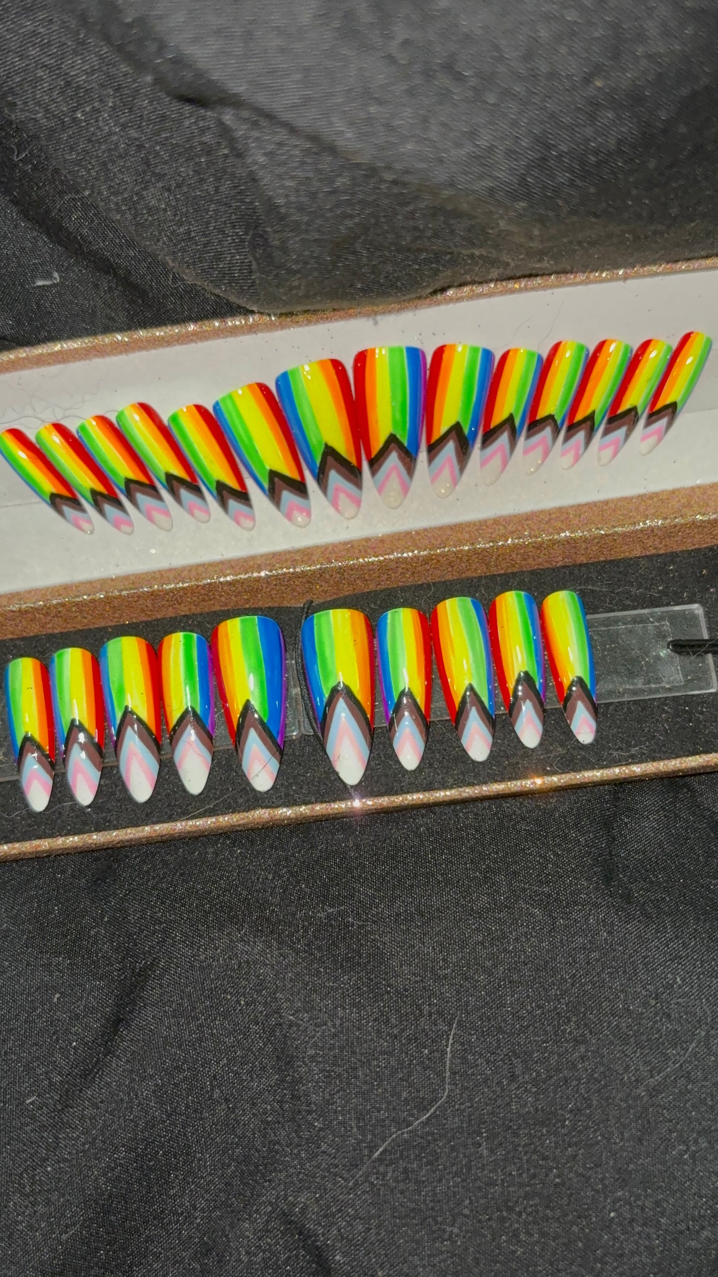 Long Stiletto Pride Flag Press On Nails