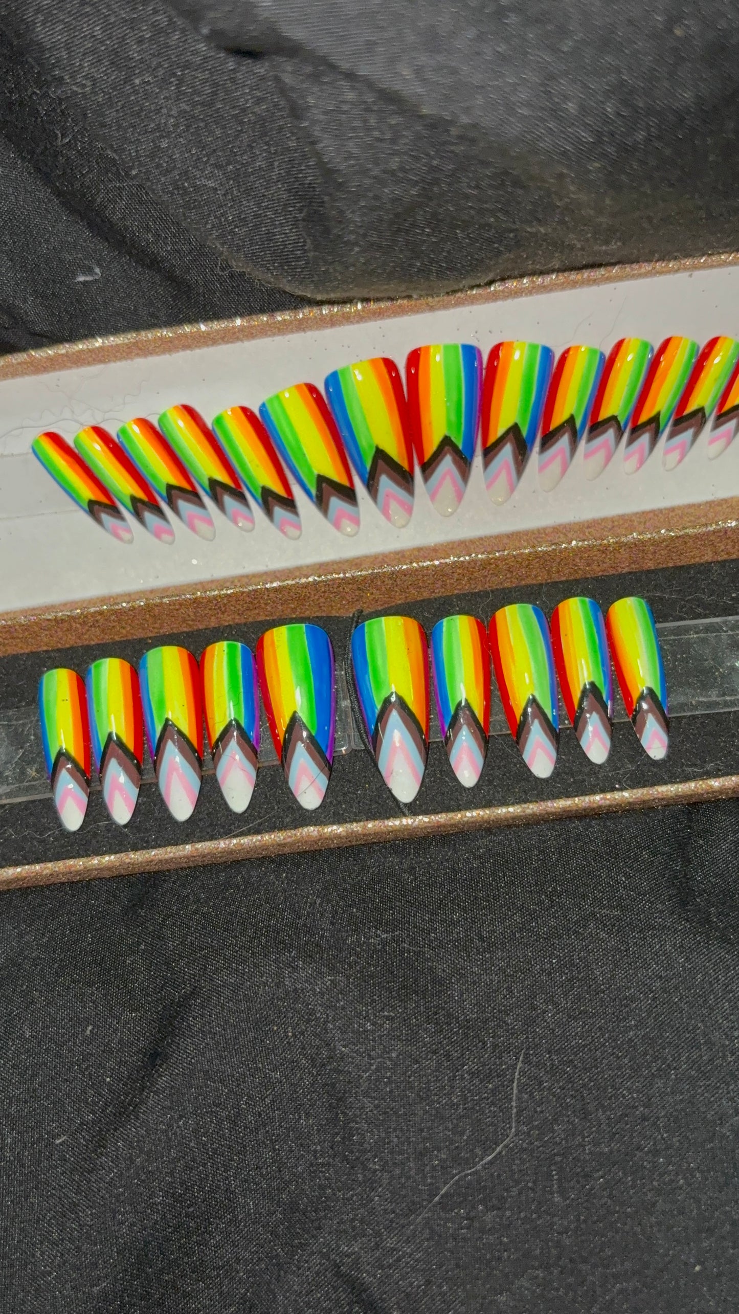 Long Stiletto Pride Flag Press On Nails
