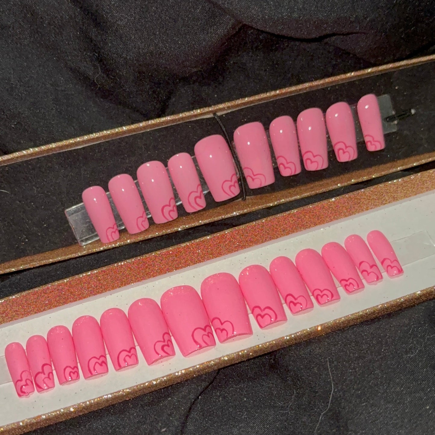 Pink Medium Square Valentine’s Press-On Nails 💕✨