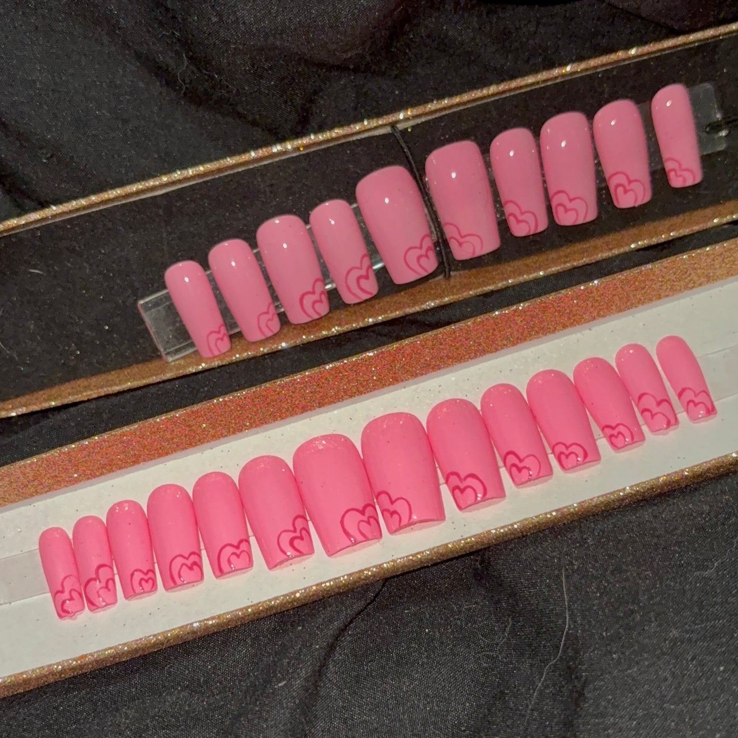 Pink Medium Square Valentine’s Press-On Nails 💕✨