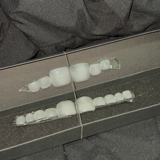 Soft White Square Acrylic Toenails