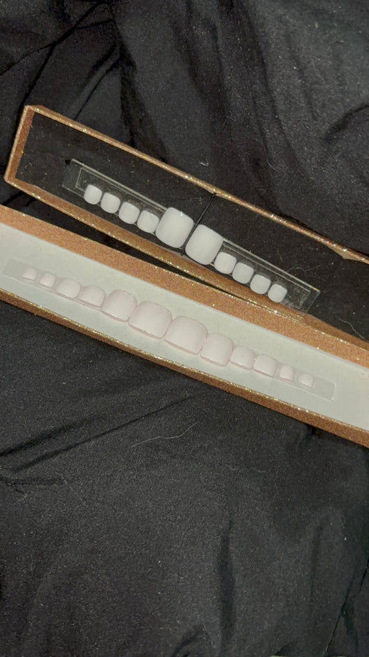 White Square Toenails