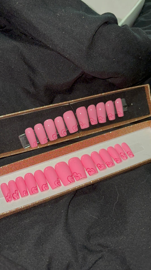 Pink Medium Square Valentine’s Press-On Nails 💕✨